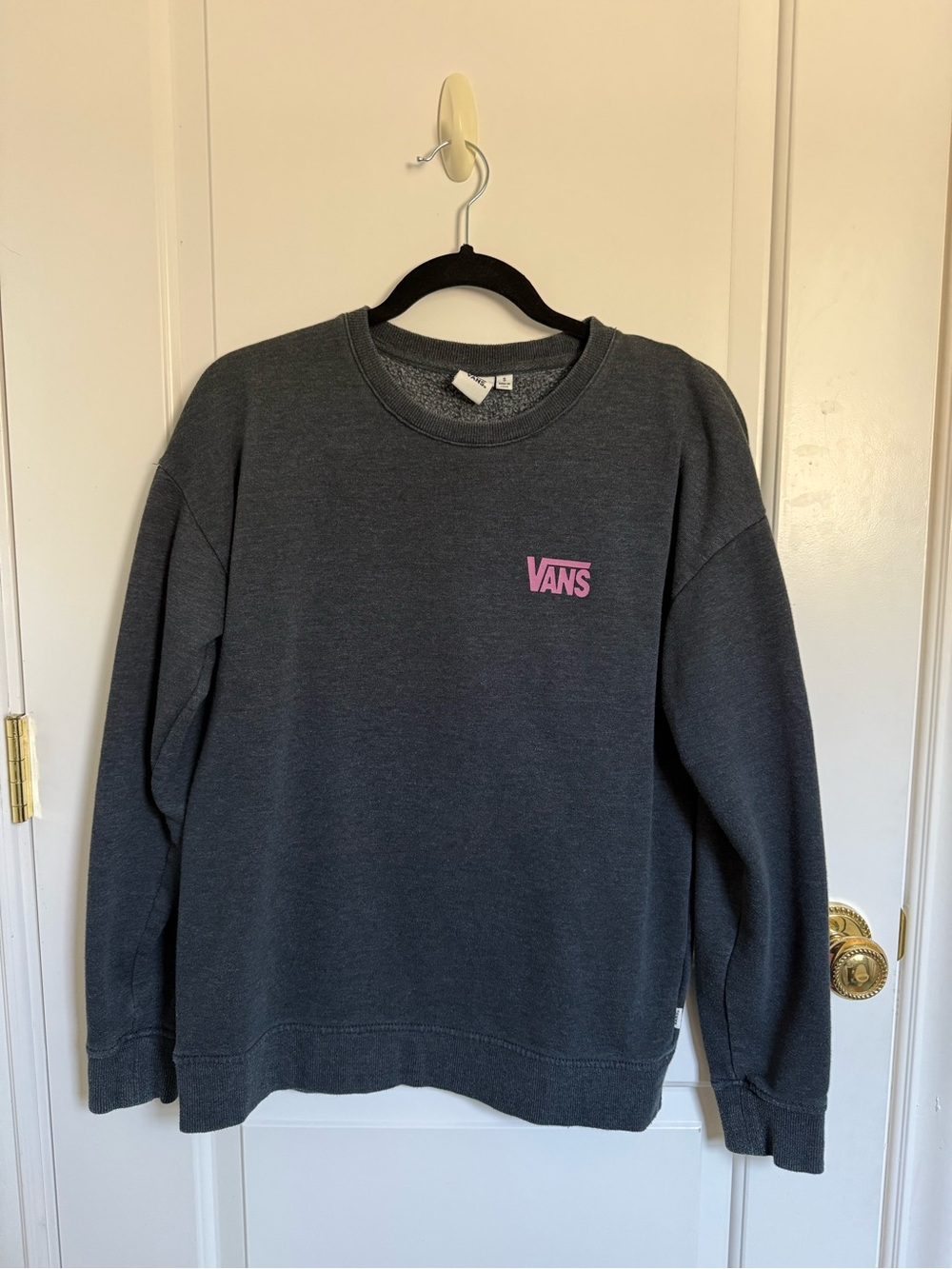 Vans Charcoal Gray Crewneck Sweatshirt with Black Logo Tag